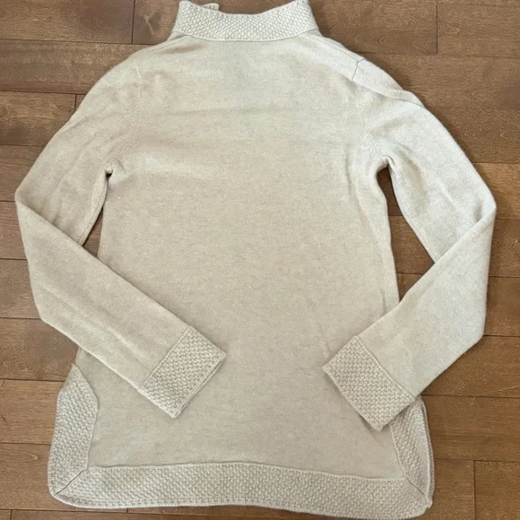Tory Burch 100% Cashmere V Neck Sweater Beige Size M - Picture 3 of 14